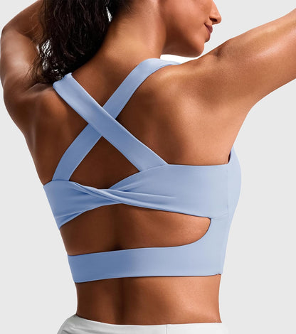 Sports Bras for Women Criss-Cross Back Padded Workout Tank Tops Medium Support Crop Tops for Women